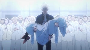 Gojo holding Riko's corpse